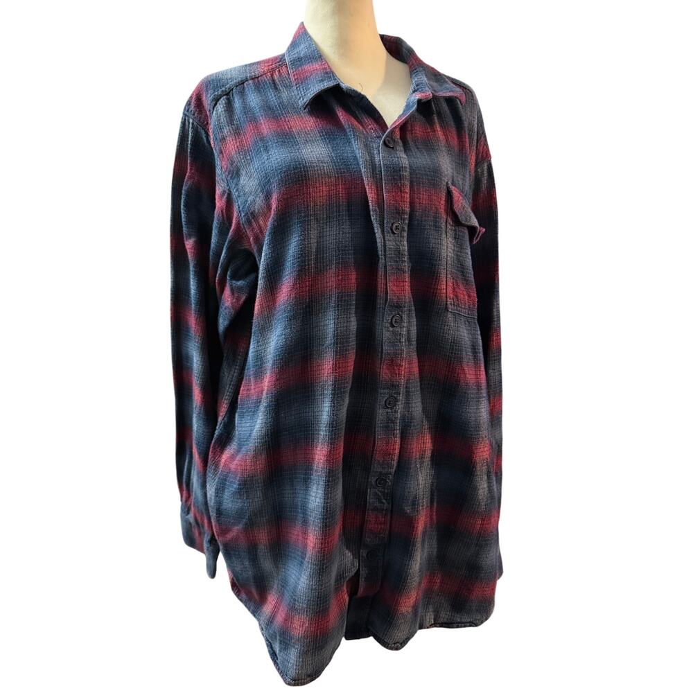 Columbia Omni Wick Plaid Button Up Shirt, Maroon & Blue, Men's Size 2XL
